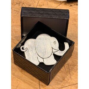 Elephant-Shaped Pewter Pin Brooch With Gift Box